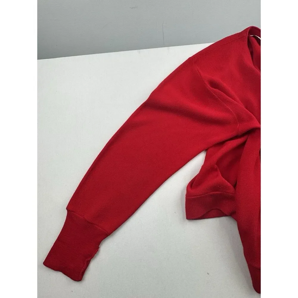 Vintage 90s Izod Cardigan Sweater XL‎ Button Red Made in USA Eclectic Grandpa